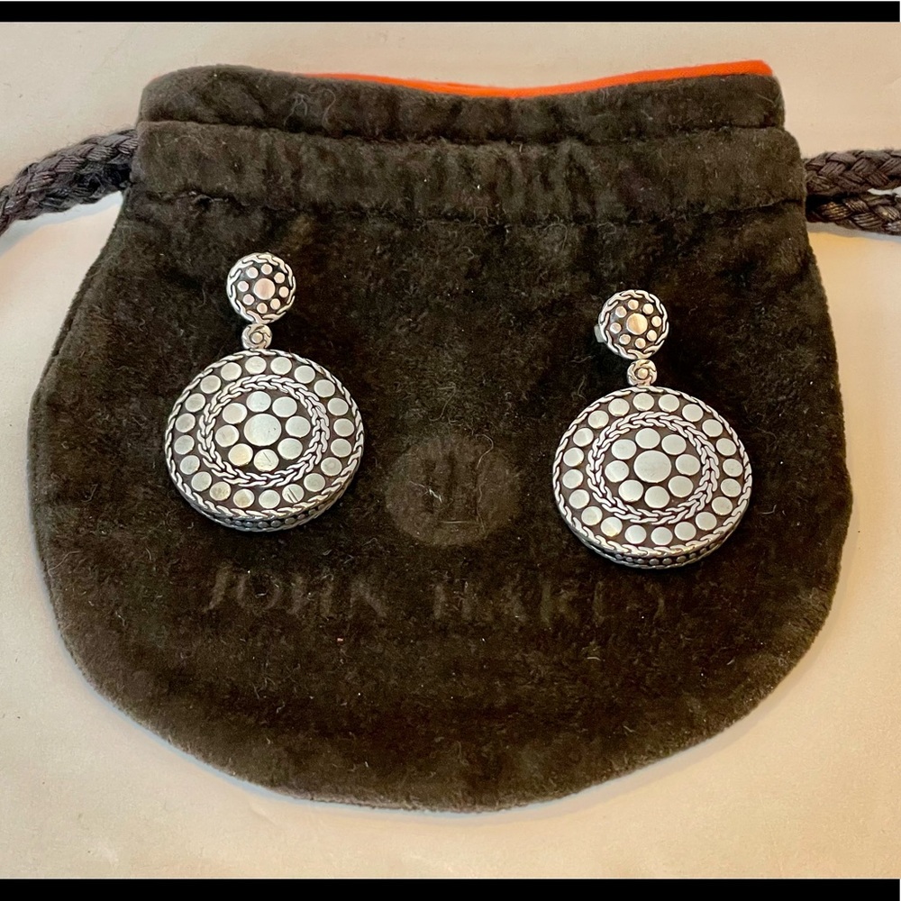 John Hardy Nuansa Dot Collection Sterling Silver 925 Pierced Drop Earrings